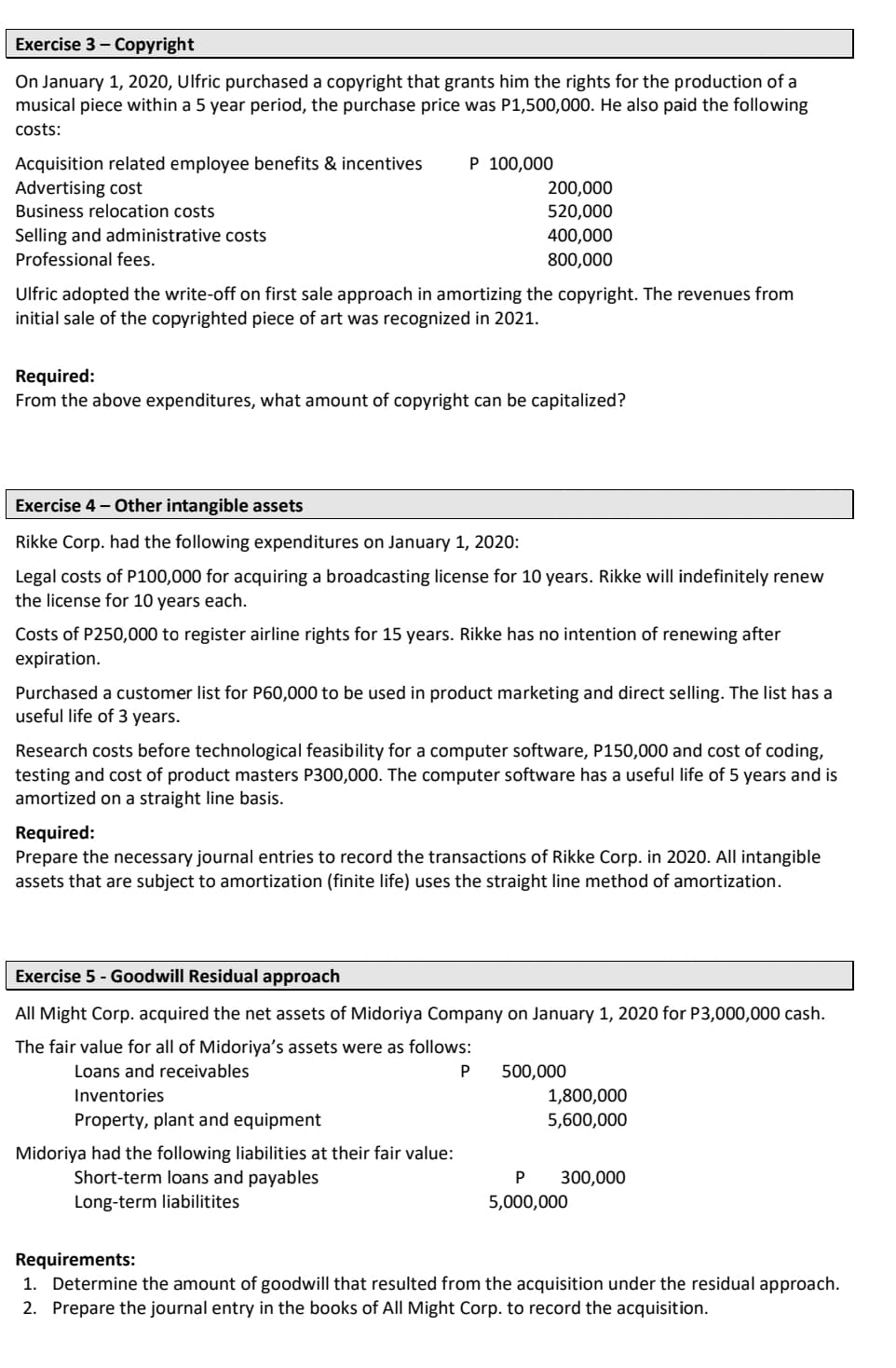 assets P 5,000,000 Total liabilities 2,000,000 Normal rate of return 10% Yaoyoruza