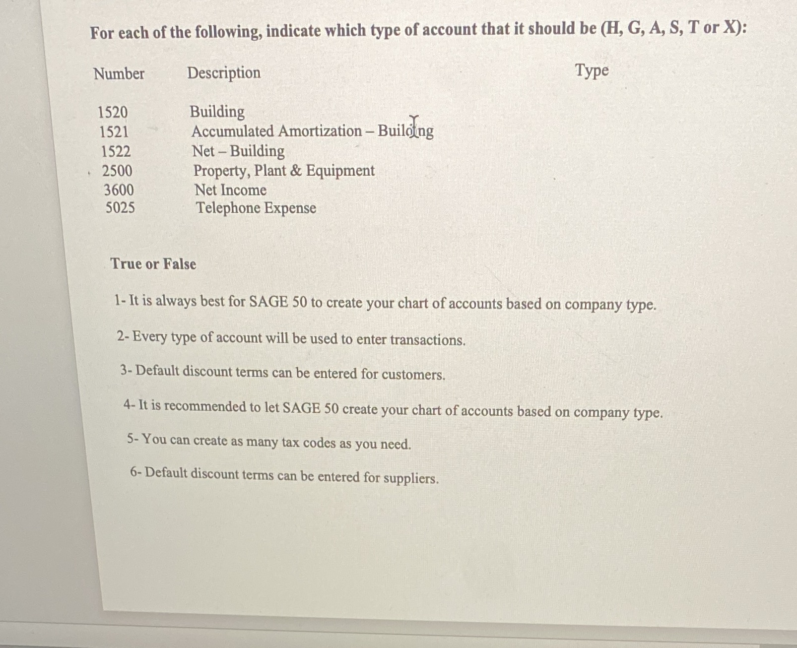 account that it should be (H, G, A, S, T or X):