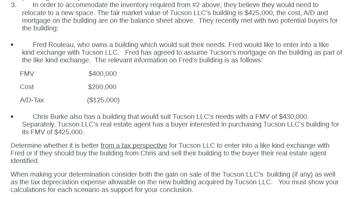  3. In order to accommodate the inventory required from #2 above,