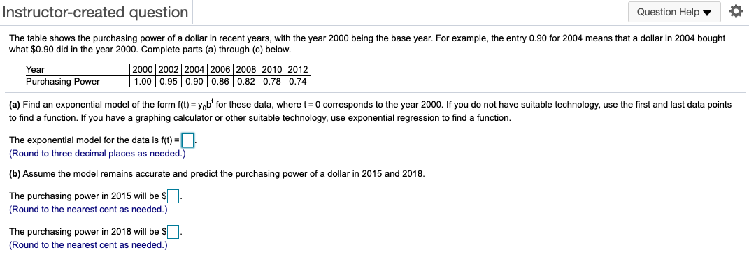 in 2004 bought what $0.90 did in the year 2000. Complete parts