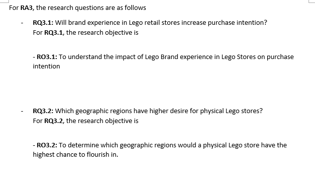 use of recycled plastic bottles in the Lego brick production. - RA3: