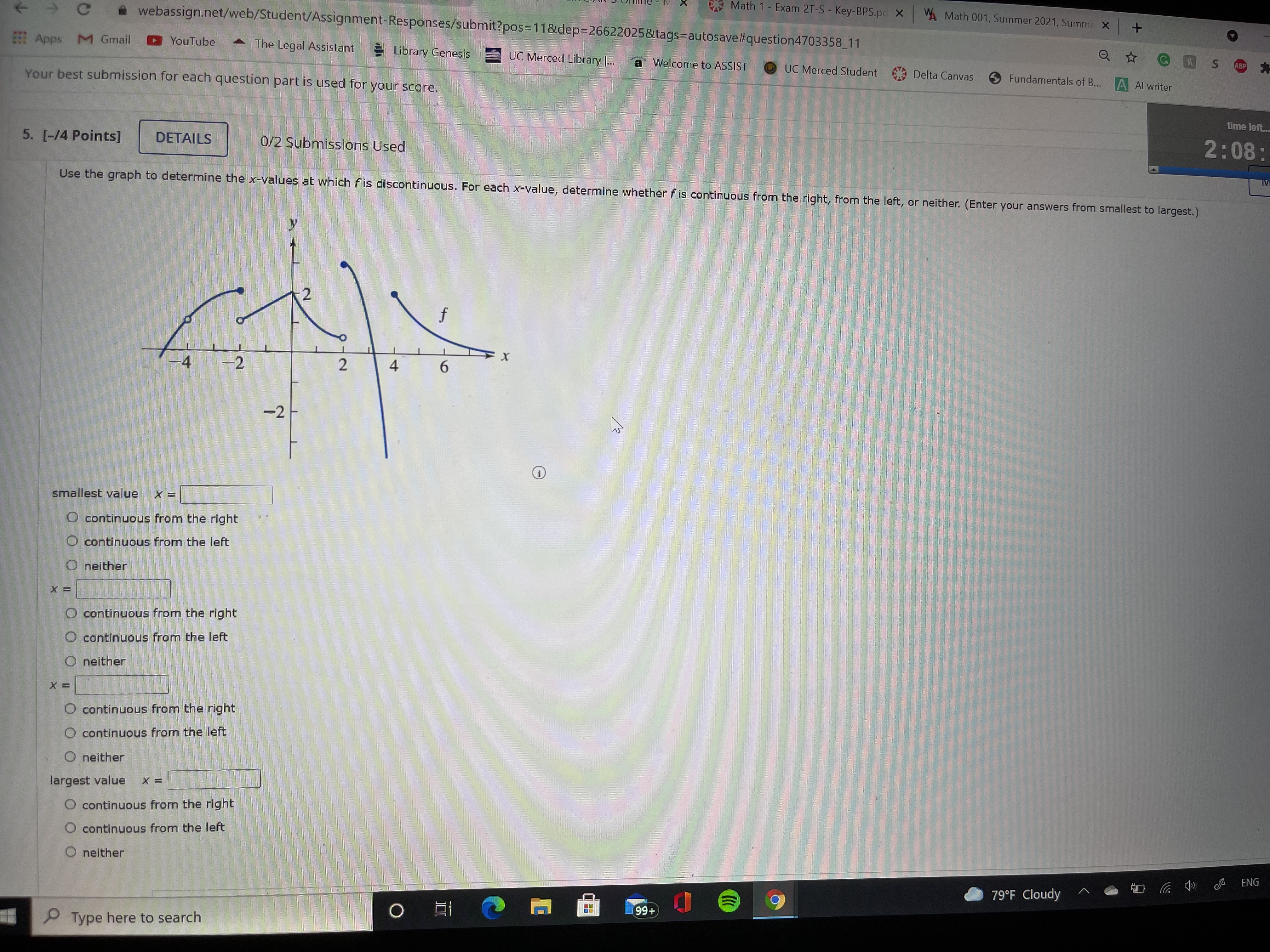 001, Summer 2021, Summe X webassign.net/web/Student/Assignment-Responses/submit?pos=11&dep=26622025&tags=autosave#question4703358_11 Apps M Gmail YouTube - The