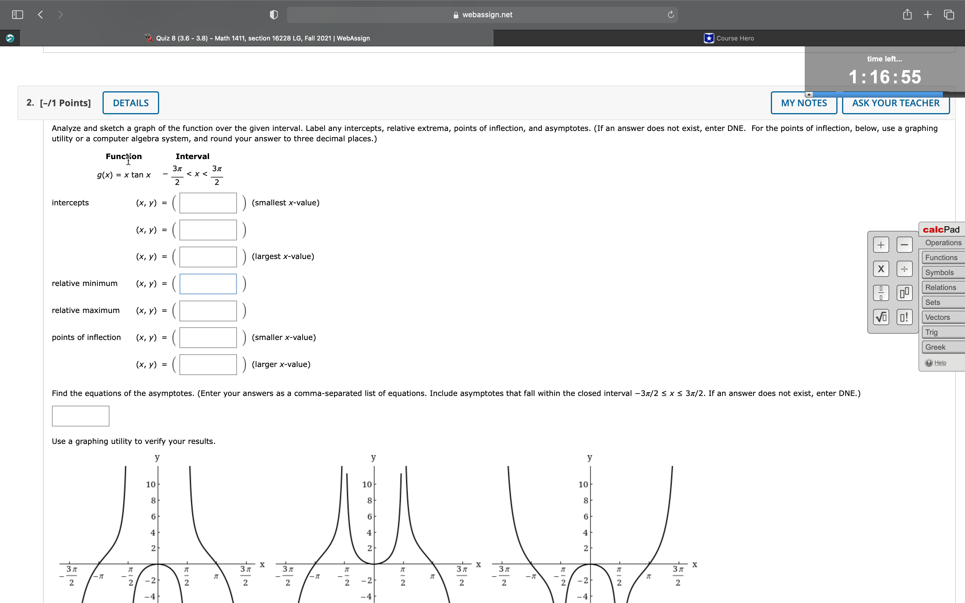  webassign.net C + A Quiz 8 (3.6 - 3.8) - Math