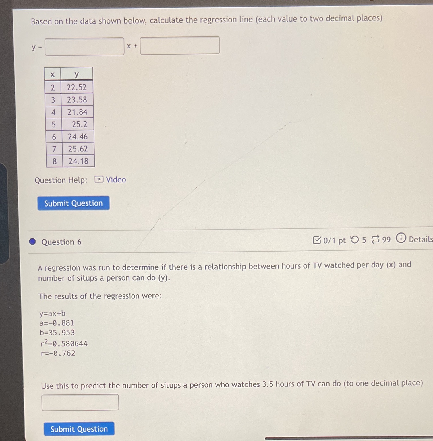 value to two decimal places) Question Help: [E] Video Submit Question ._