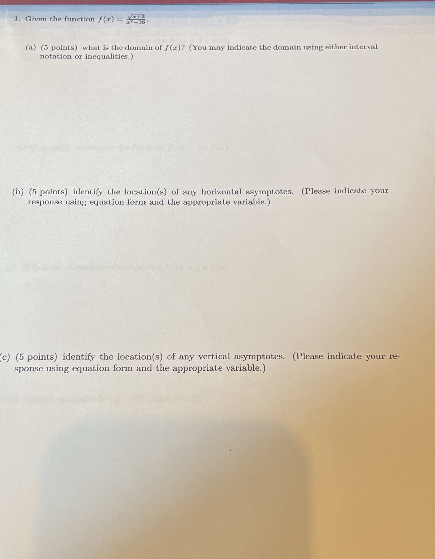 the domain of f(x)? (You may indicate the domain using either interval