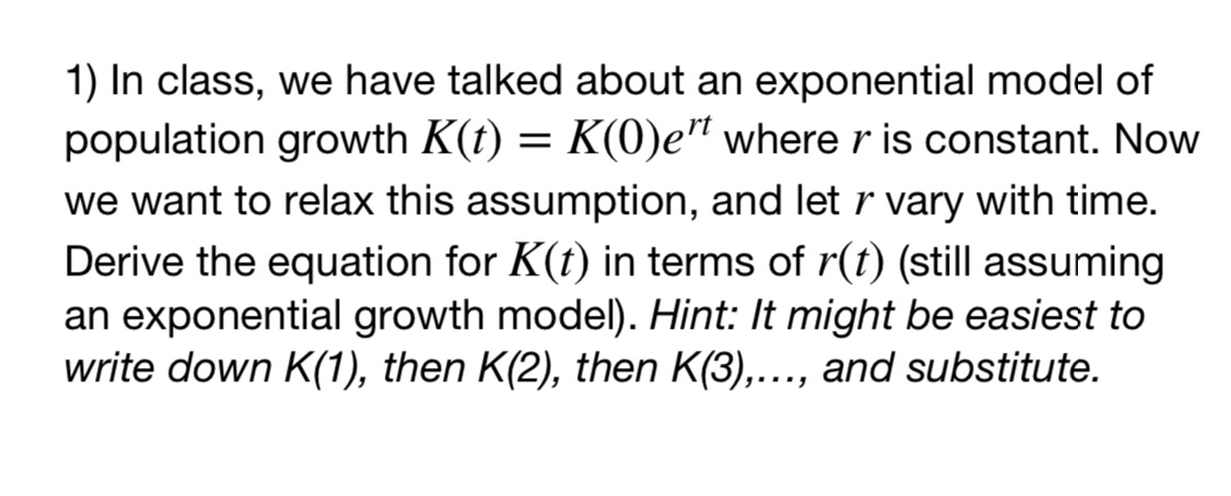 1) In class, we have talked about an exponential model of