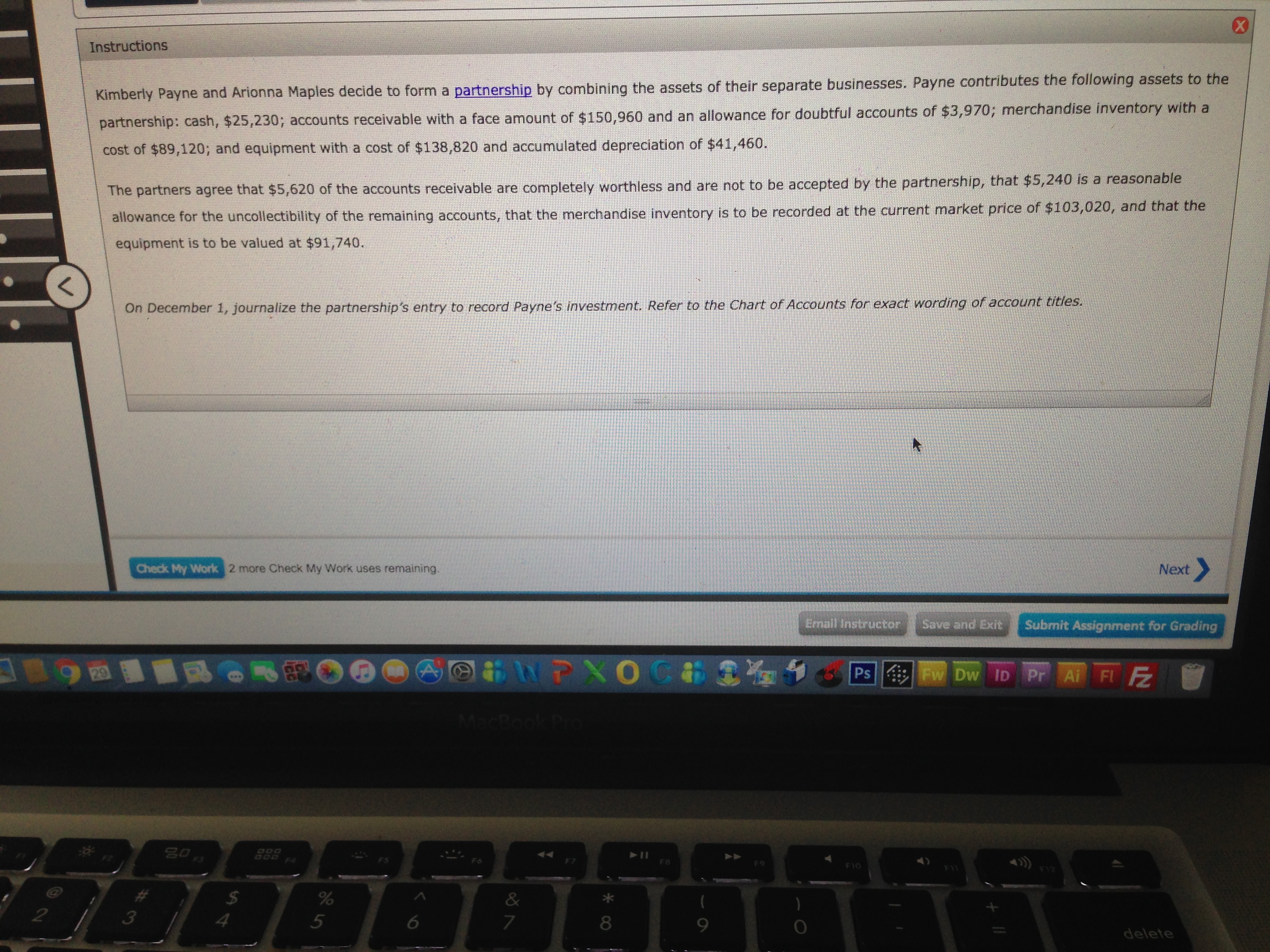 accumulated depreciation of $41,460! The partners agree that $5,620 of the accounts
