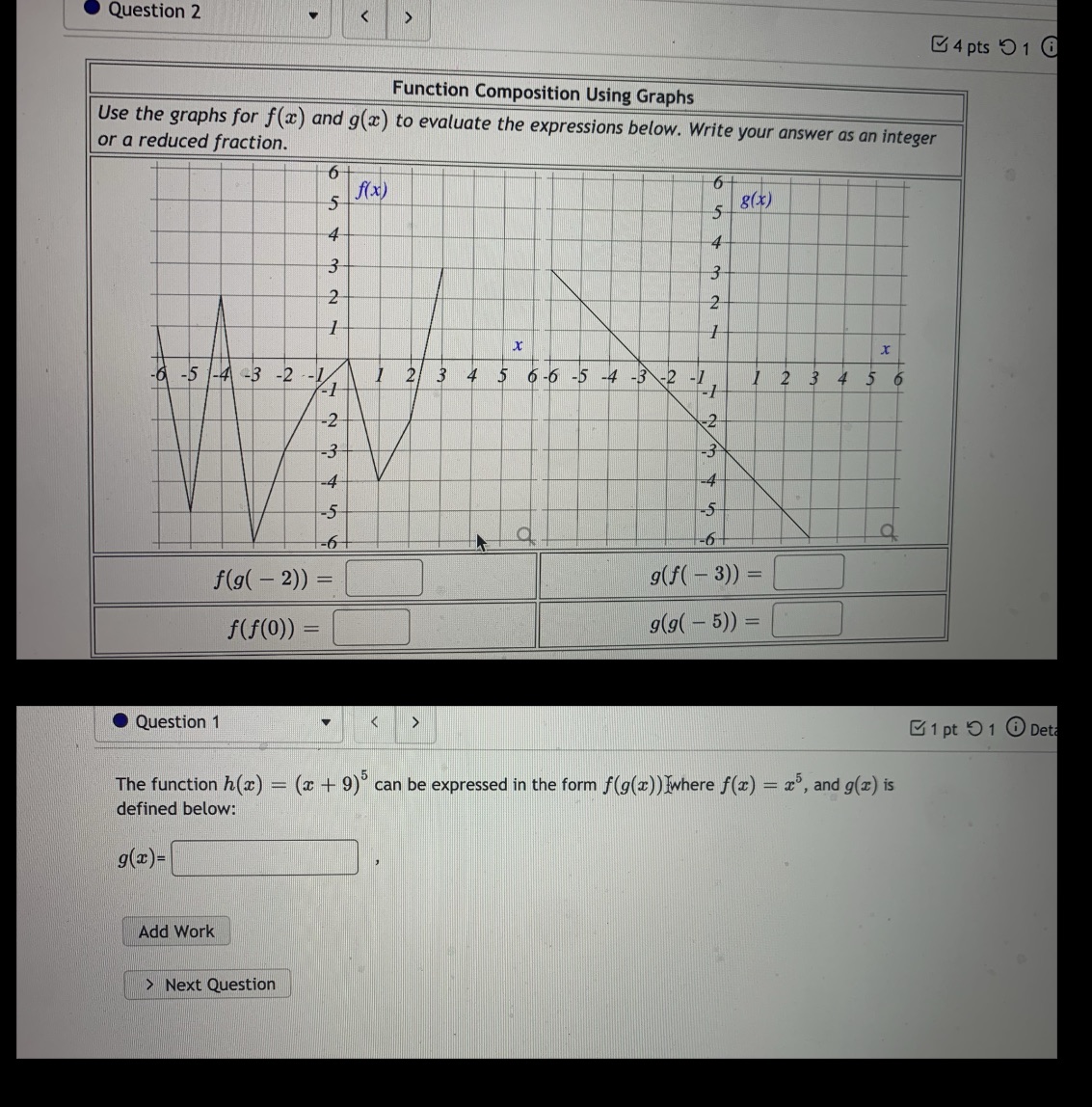 1 8 Function Composition Using Graphs Use the graphs for f() and