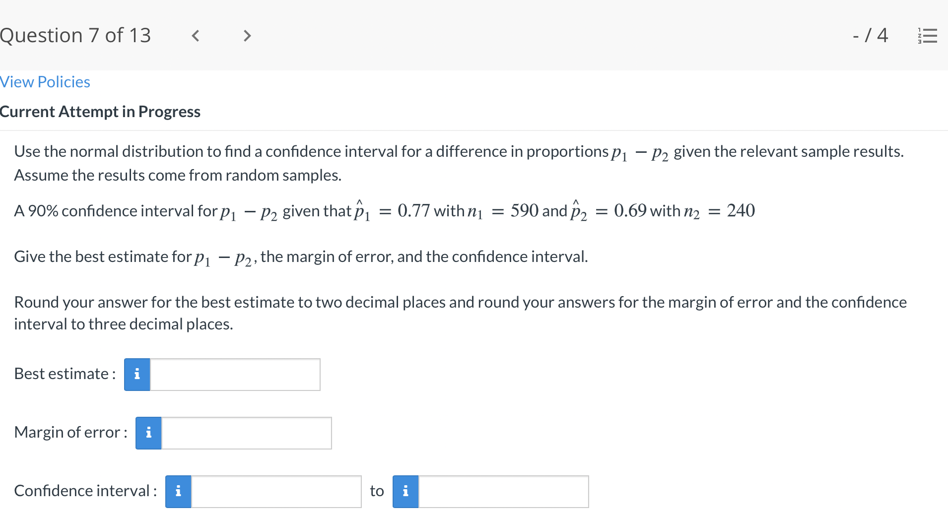 the normal distribution to find a confidence interval for a difference in