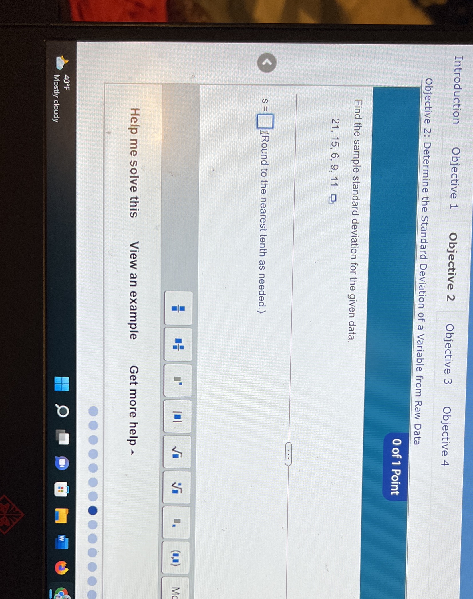 Determine the Standard Deviation of a Variable from Raw Data 0 of