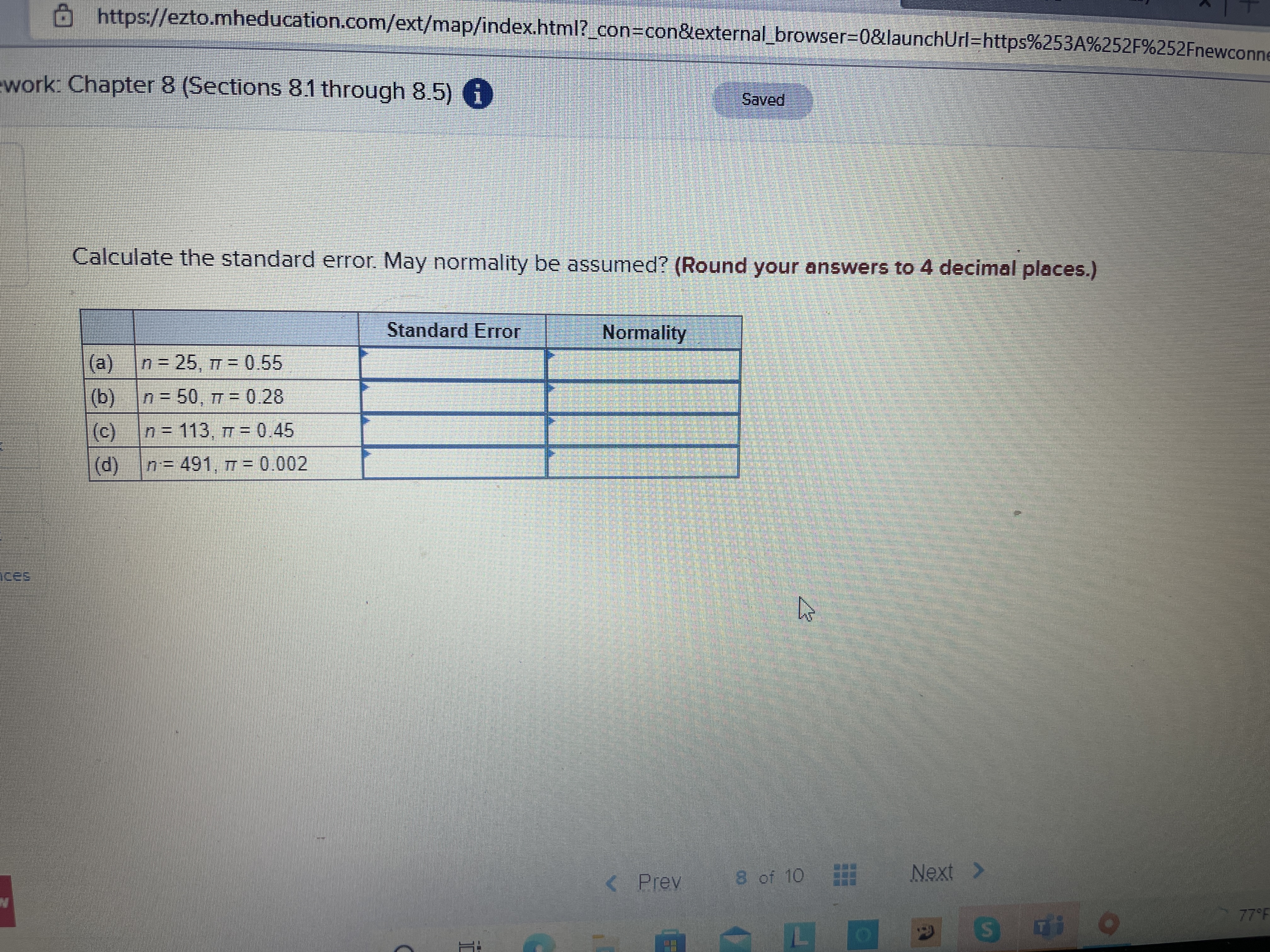  https://ezto.mheducation.com/ext/map/index.html?_con=con&external_browser=0&launchUrl=https%253A%252F%252Fnewconn work: Chapter 8 (Sections 8.1 through 8.5) (i Saved Calculate