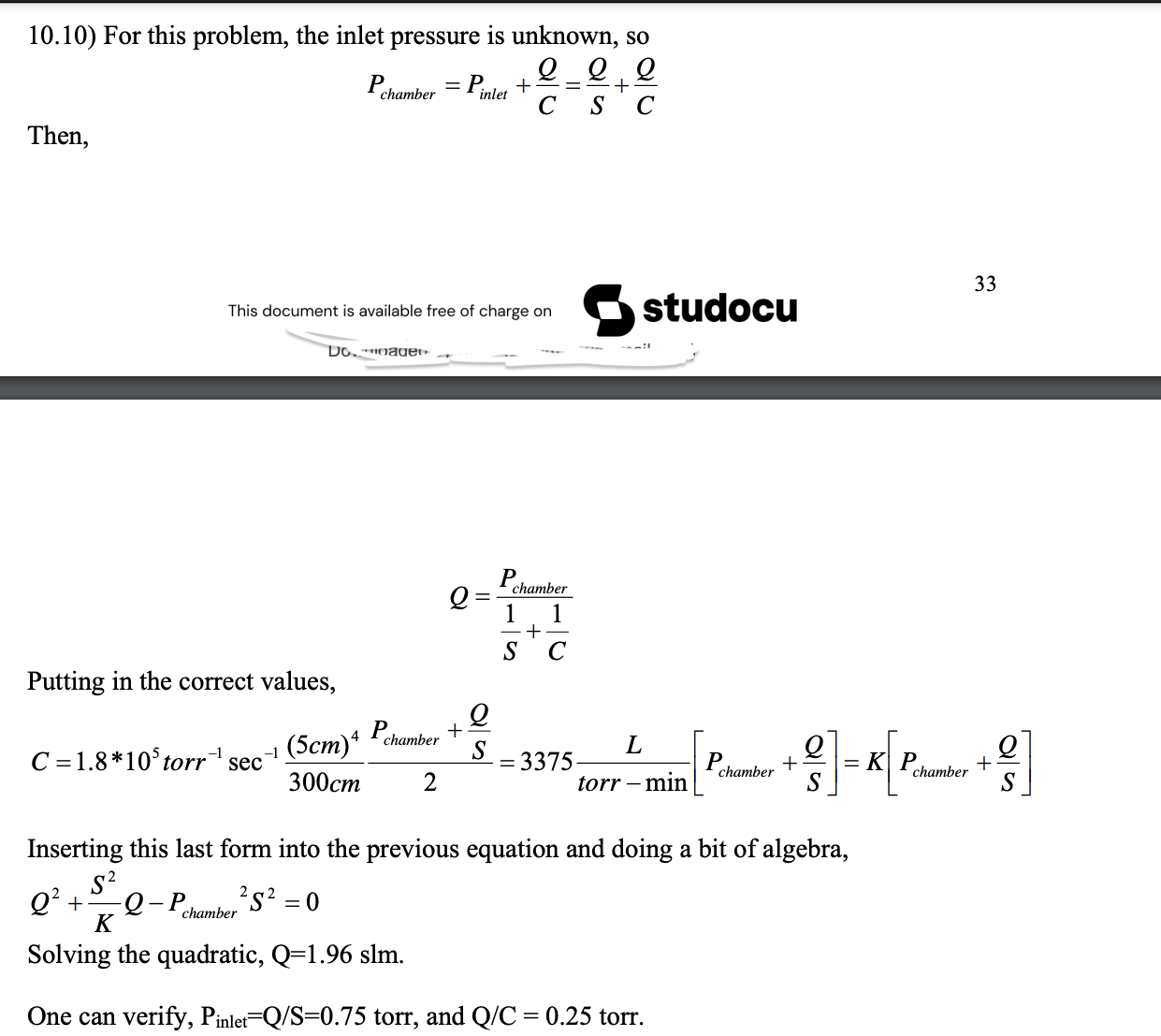 My question: A process pump has a pumping speed (S) of