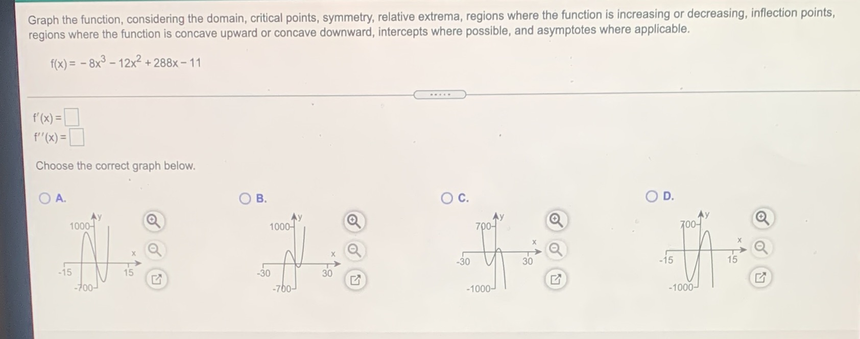  9: Graph the function, considering the domain, critical points, symmetry, relative