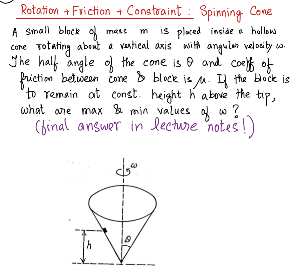 Rotation + Friction + Constraint : Spinning Cone A small block