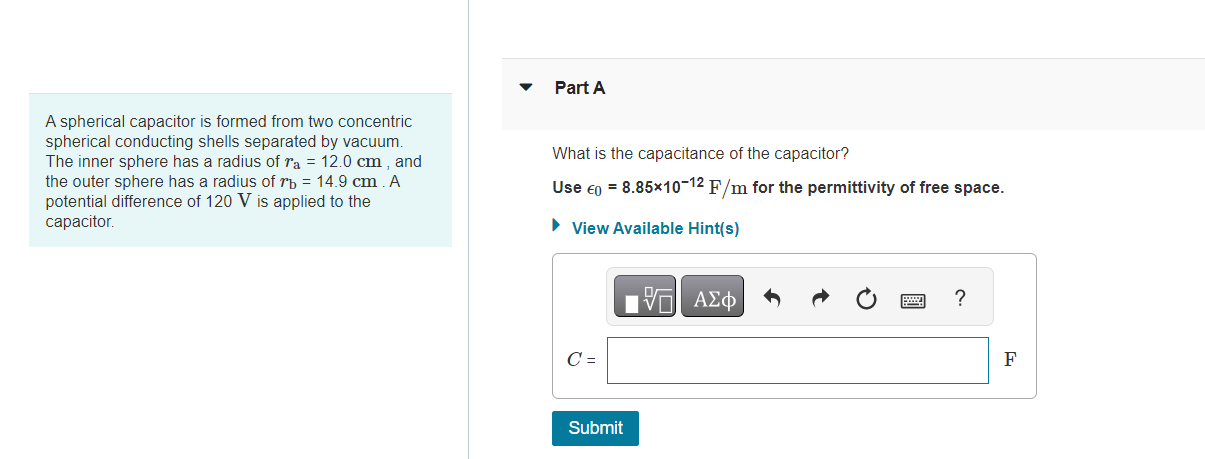cm . A potential difference of 120 V is applied to the