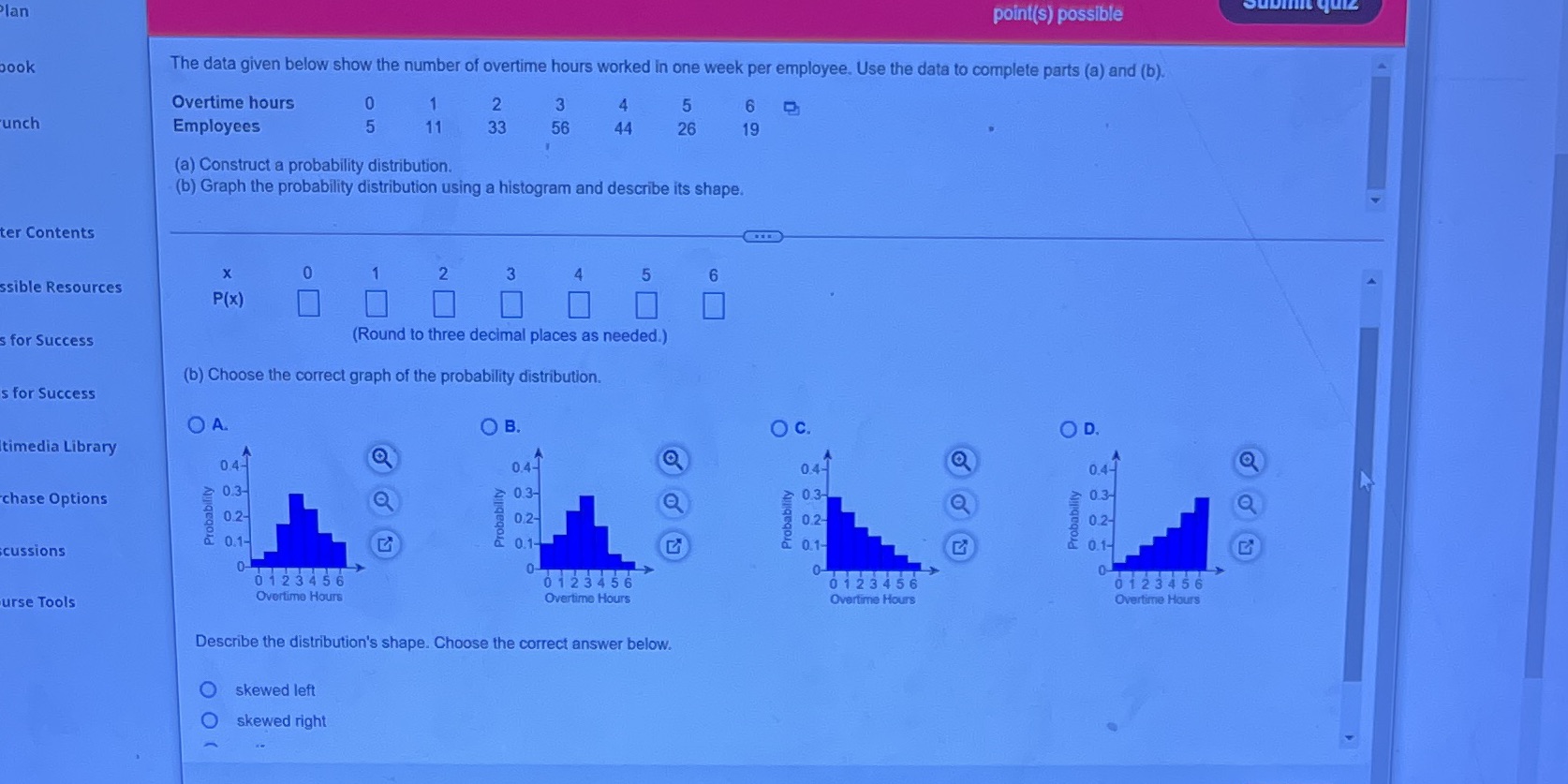  point(s) possible SUDIn quiz Plan book The data given below show