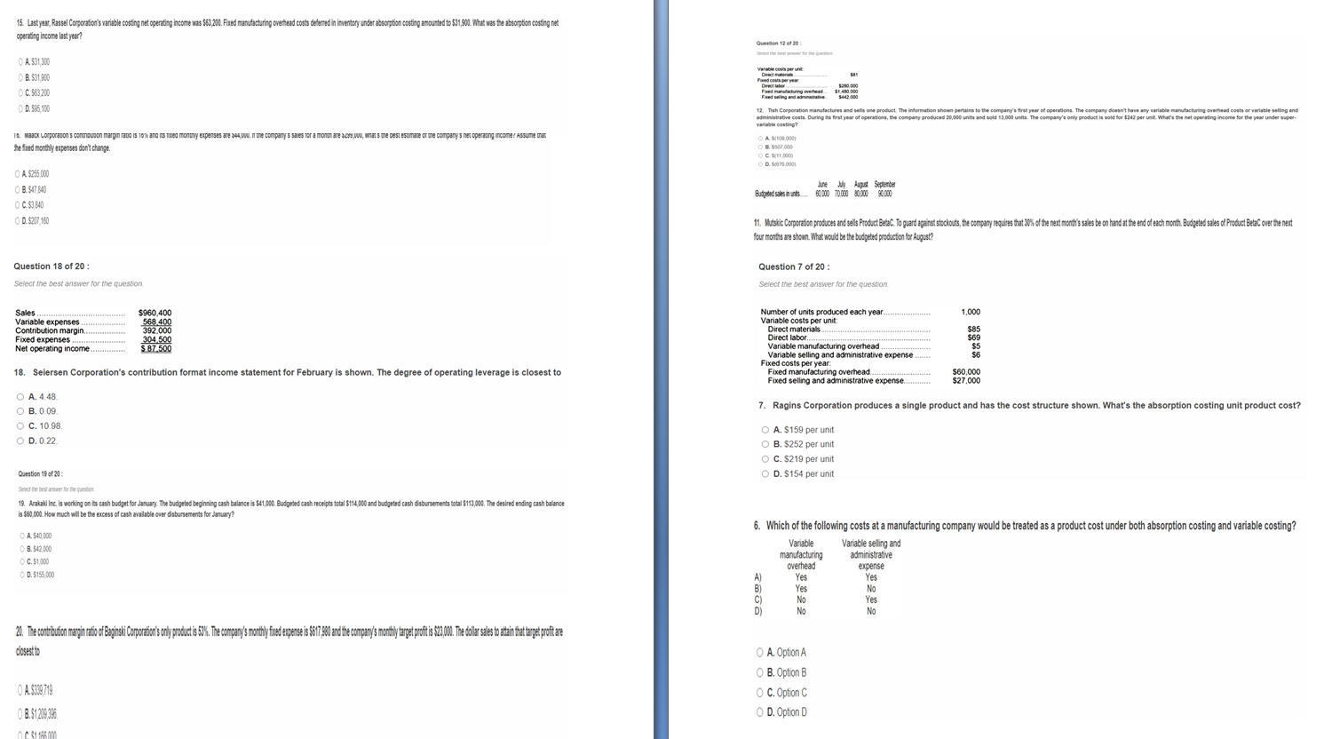 exrnses Net 18, Corporation's contribution format income statement for February is shown.