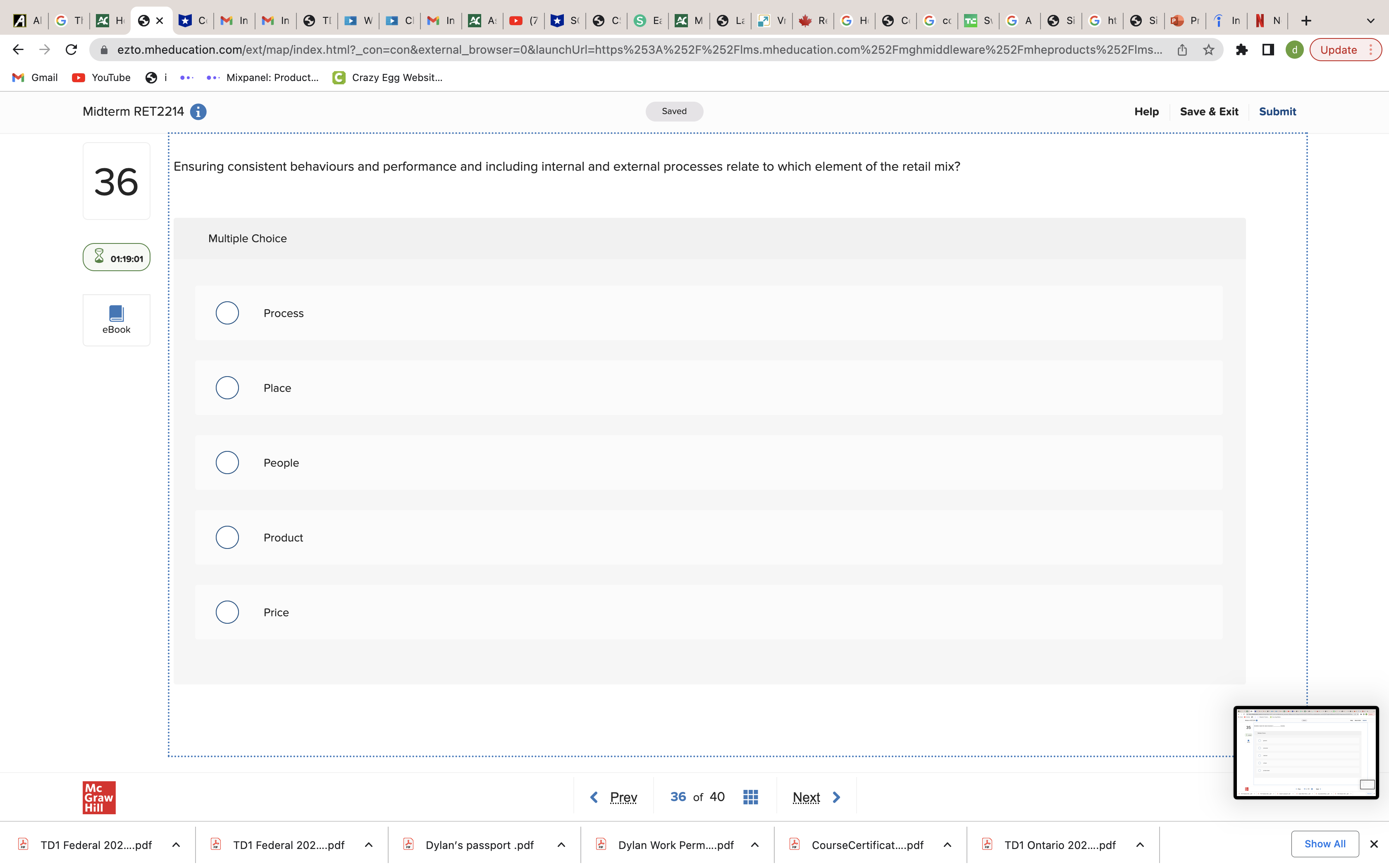 C ezto.mheducation.com/ext/map/index.html?_con=con&external_browser=0&launchUrl=https%253A%252F%252FIms.mheducation.com%252Fmghmiddleware%252Fmheproducts%252FIms... ( * * d Update M Gmail YouTube i ...