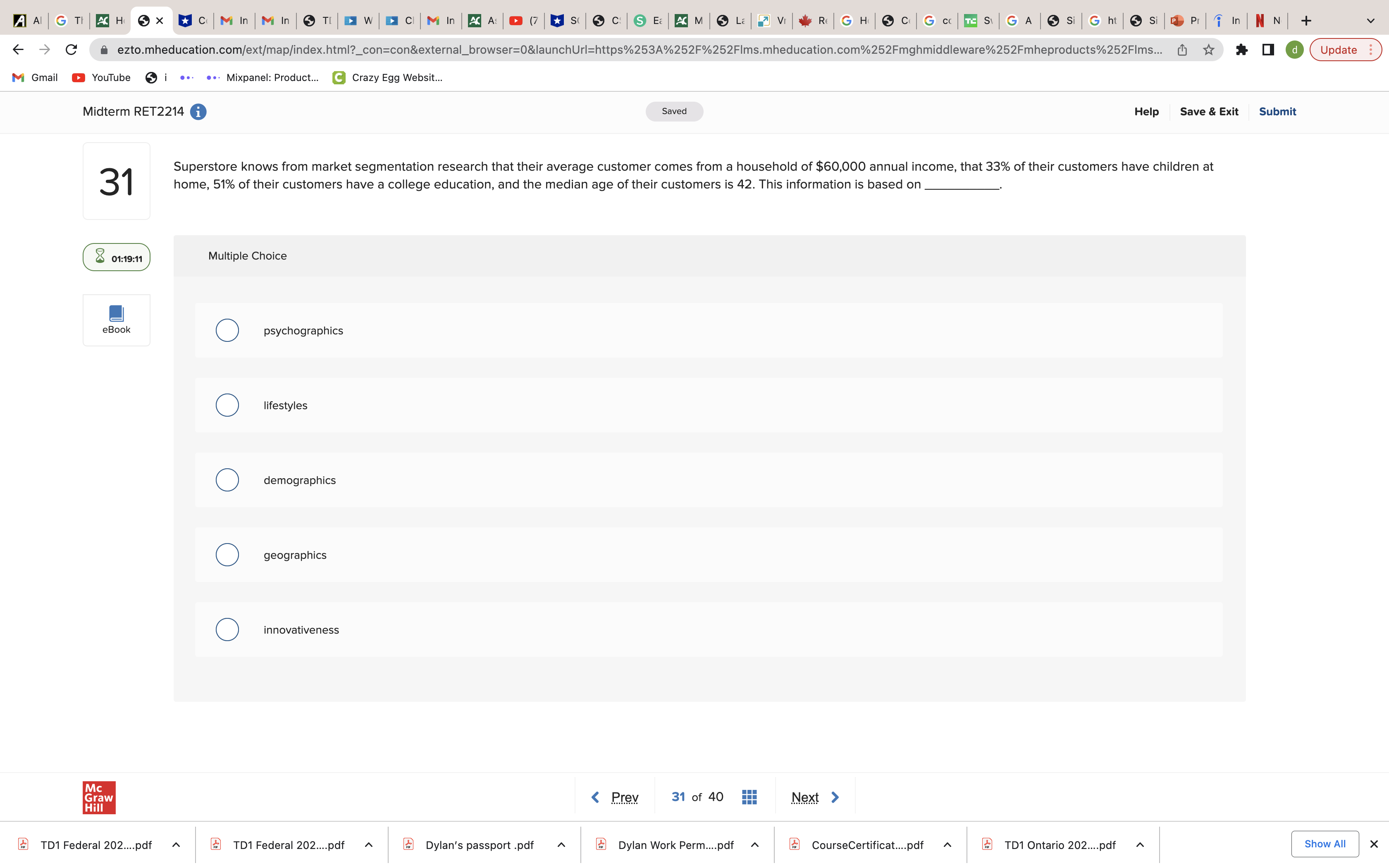 have a college education, and the median age of their customers is