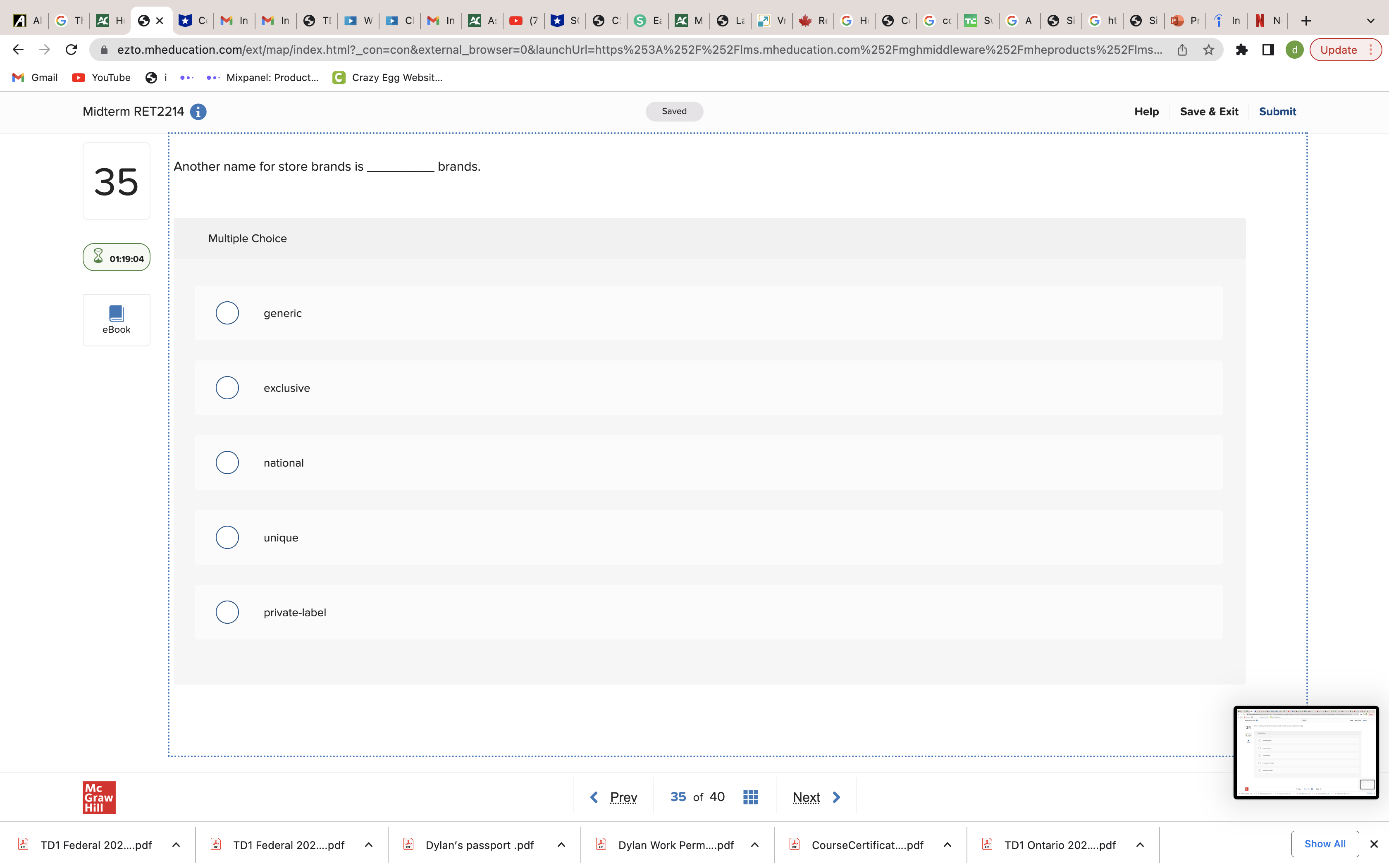 Work Perm....pdf ~ CourseCertificat...pdf TD1 Ontario 202...pdf Show All XA A G