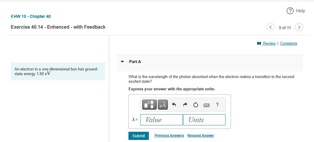 MR Review | Constants Part A What is the wavelength of the