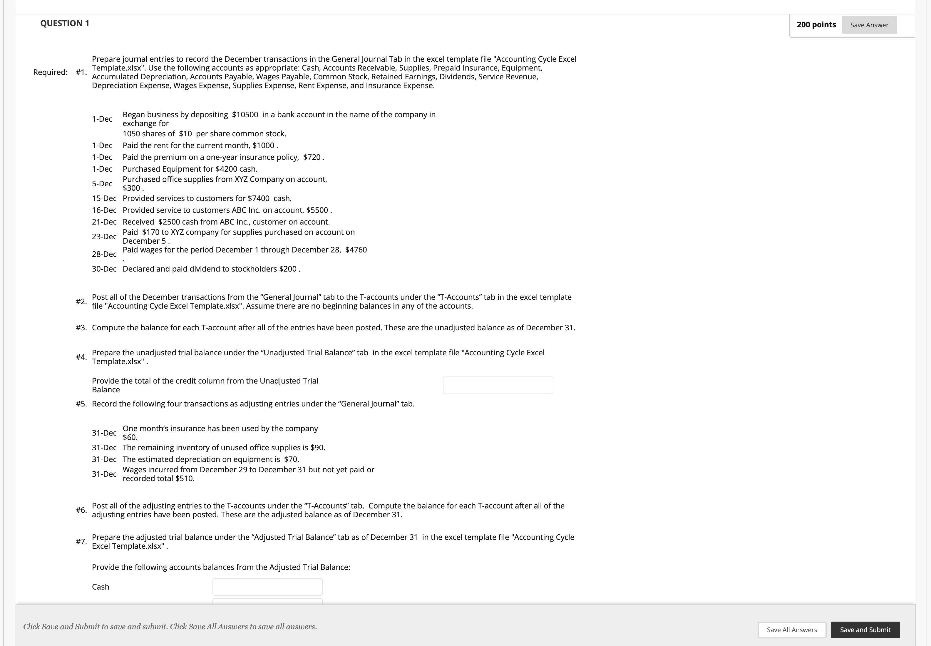 general journal, a completed version of that, of course, if possible. QUESTION