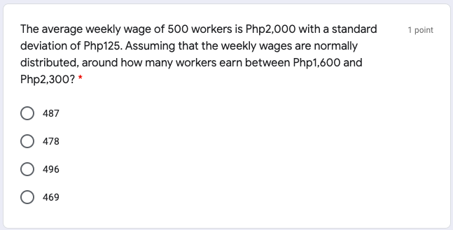 distributed with a mean of Php3,855.84 and a standard deviation of Php275.