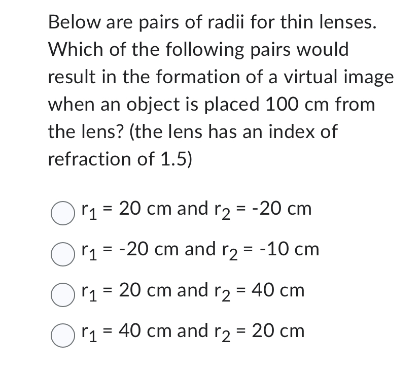 cm from a lens with a power of 2.0 D. The image