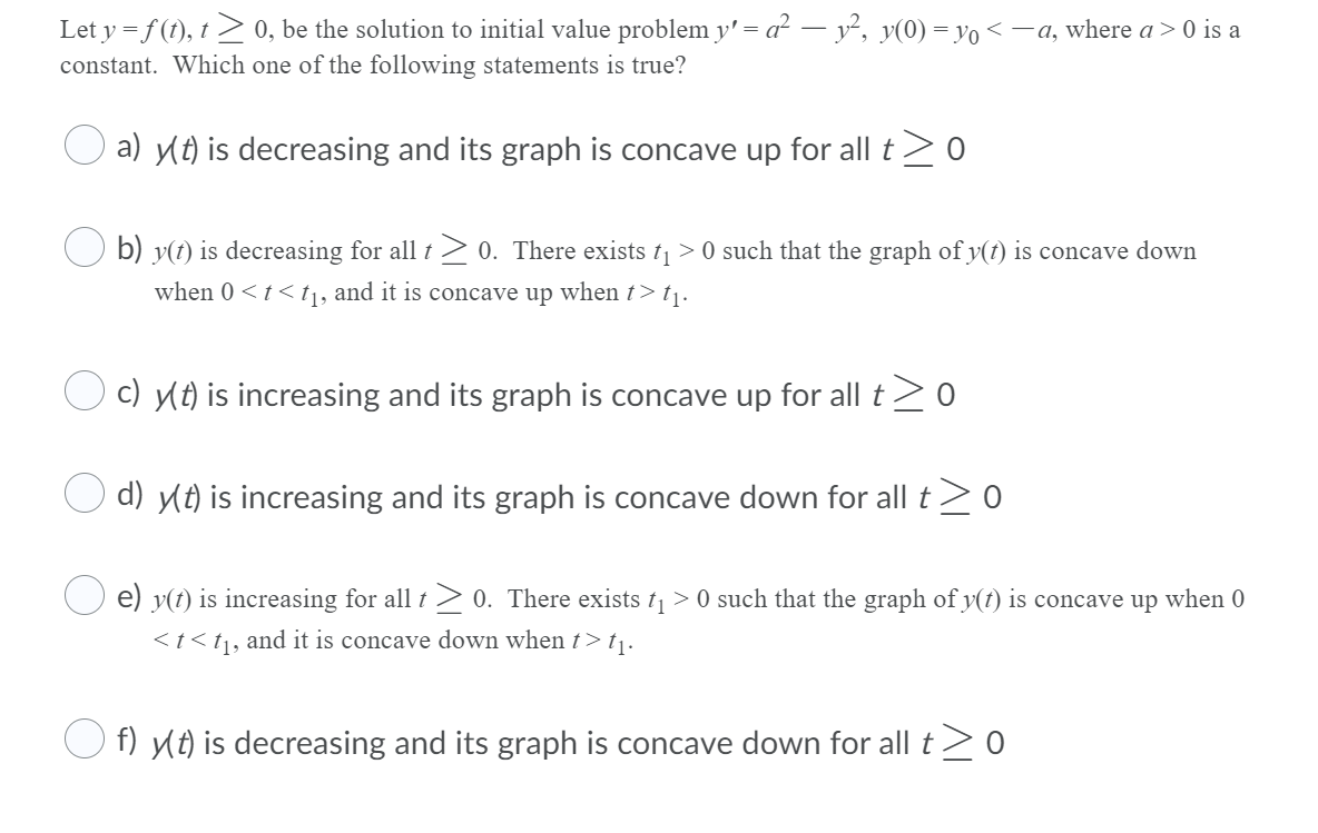initial value problem 3)" = a yz, y(0) =y0 0 is a