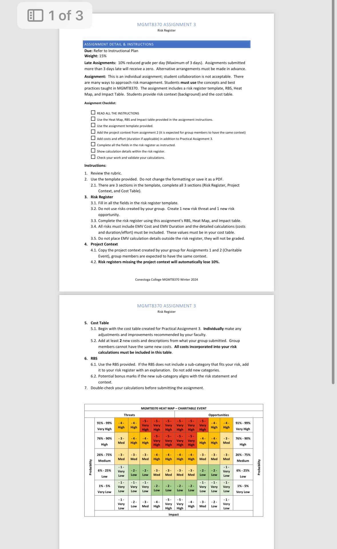 3 MGMT8370 ASSIGNMENT 3 Risk Register ASSIGNMENT DETAIL & INSTRUCTIONS Due: Refer