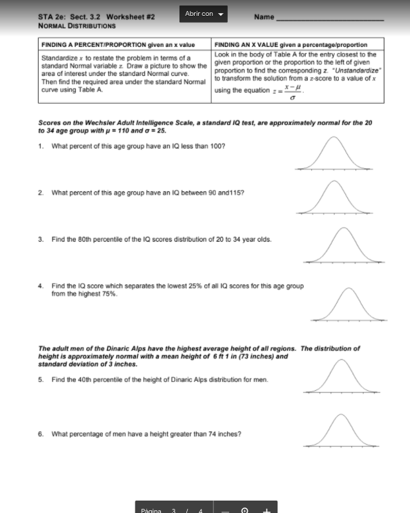 FINDING A PERCENT/PROPORTION given an x value FINDING AN X VALUE given