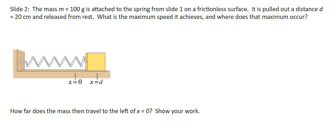  Slide 2: The mass m = 100 g is attached to