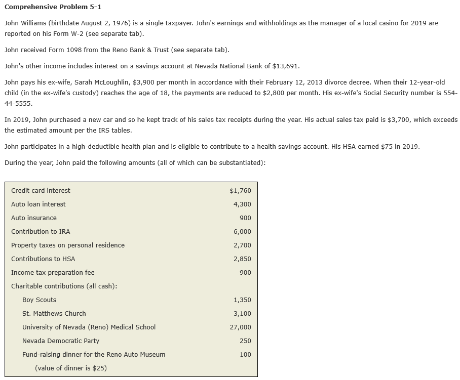 single taxpayer. John's earnings and withholdings as the manager of a local