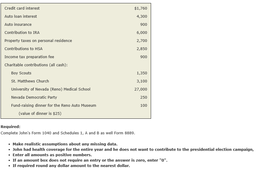 casino for 2019 are reported on his Form W-2 (see separate tab).John