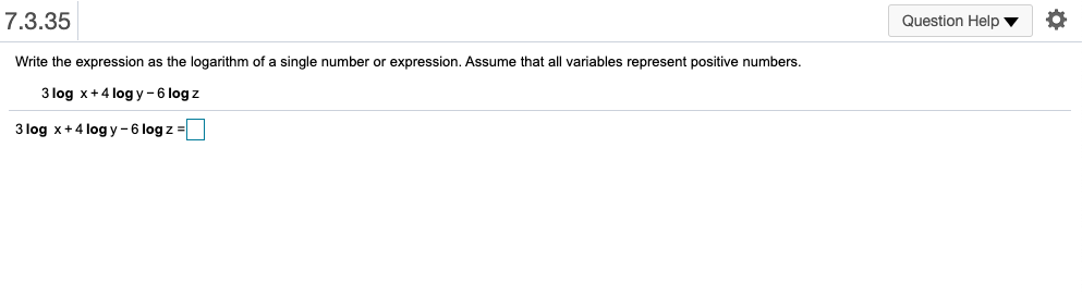 +4 logy - 6 log z =Bus Econ 7.3.69 Question Help The
