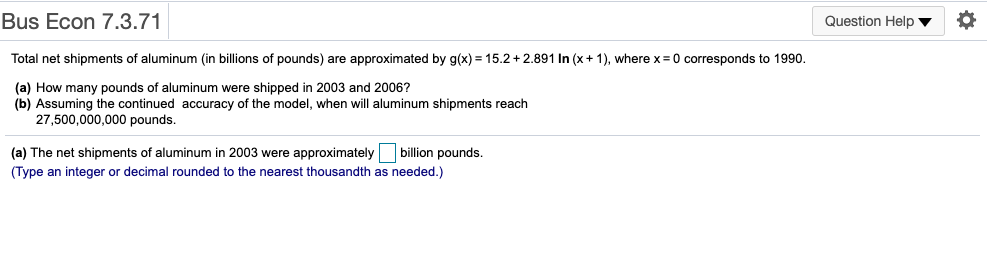 by f(x) = - 2.15 + 1.456 In x (x2 10), where