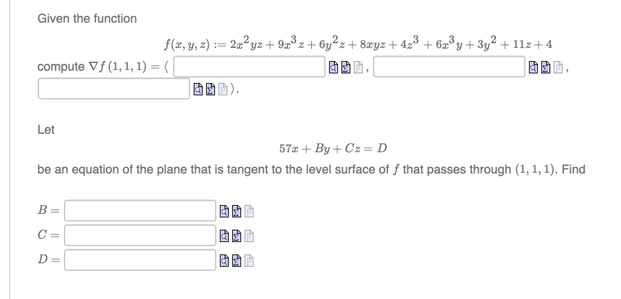 I have Three-questions; for each question, there's an exact example with