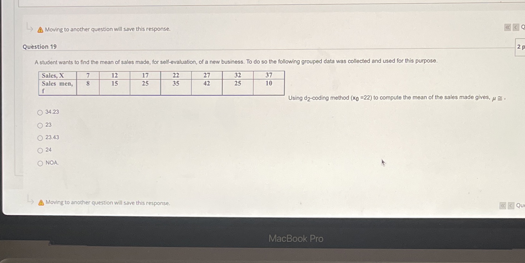  Moving to another question will save this response. Question 19 2p