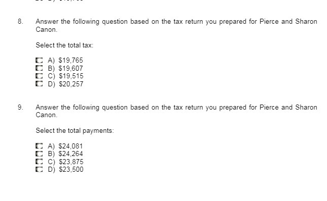 for Fierce and Sharon Canon. Select the total tax . AI S19