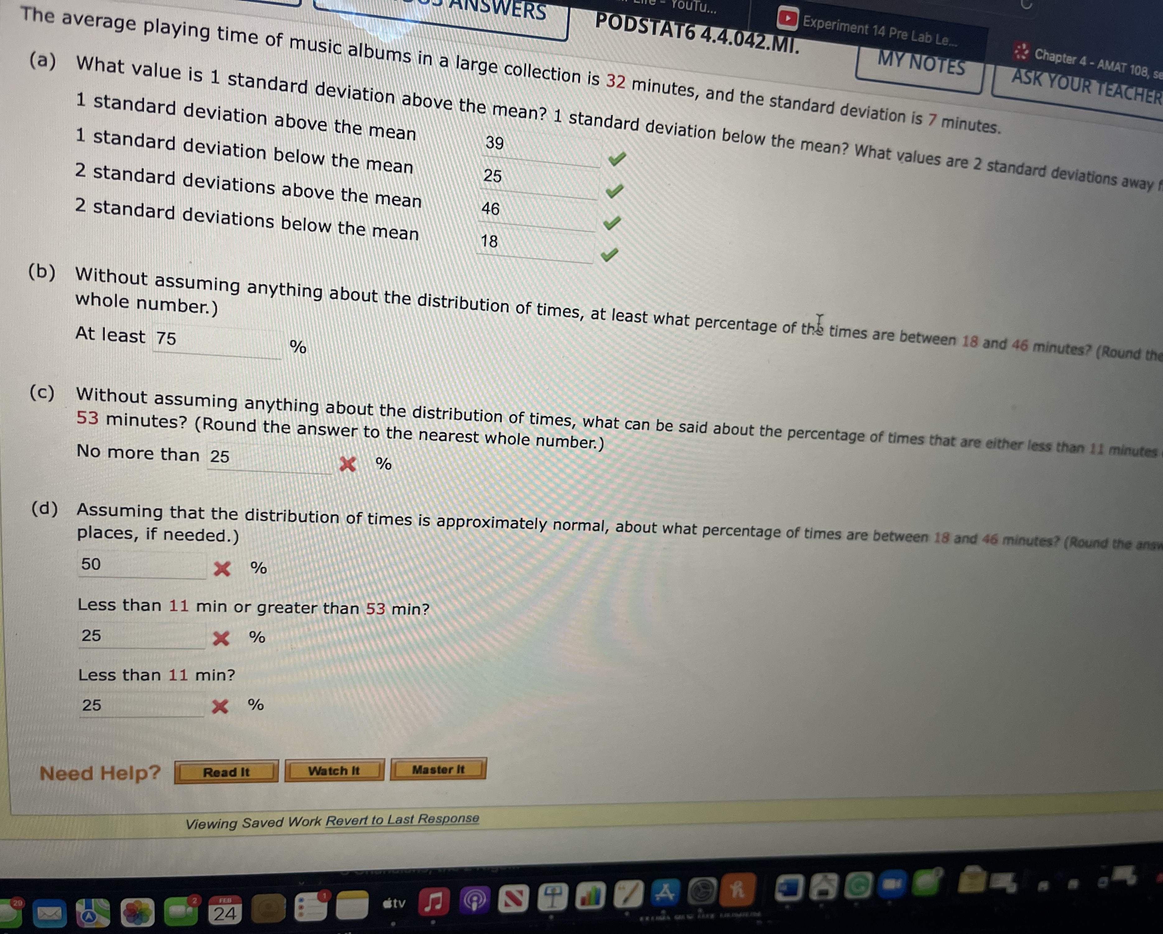  NSWERS PODSTAT6 4.4.042.MI. Experiment 14 Pre Lab Le. MY NOTES Chapter
