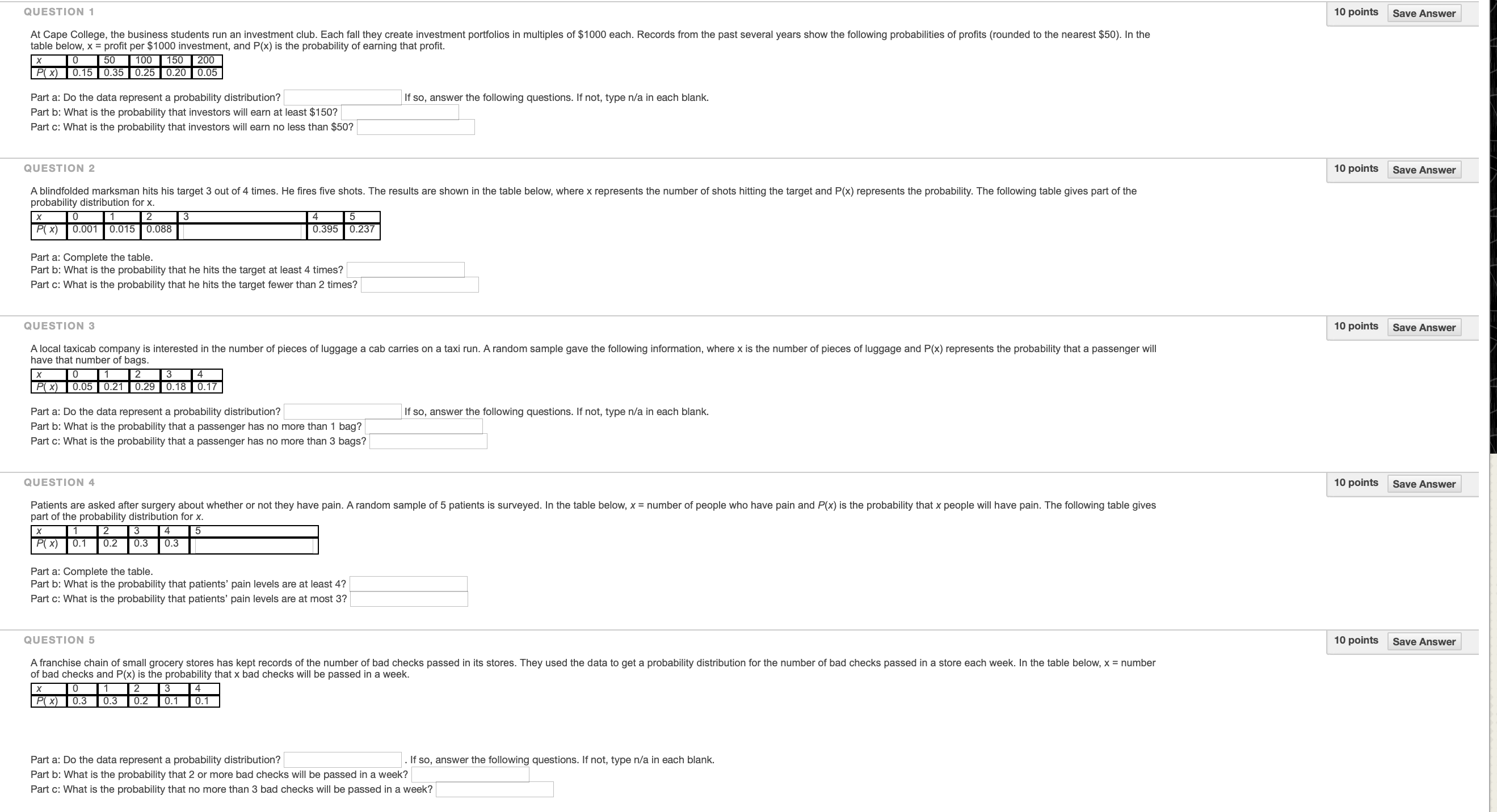 multiples of $1000 each. Records from the past several years show the