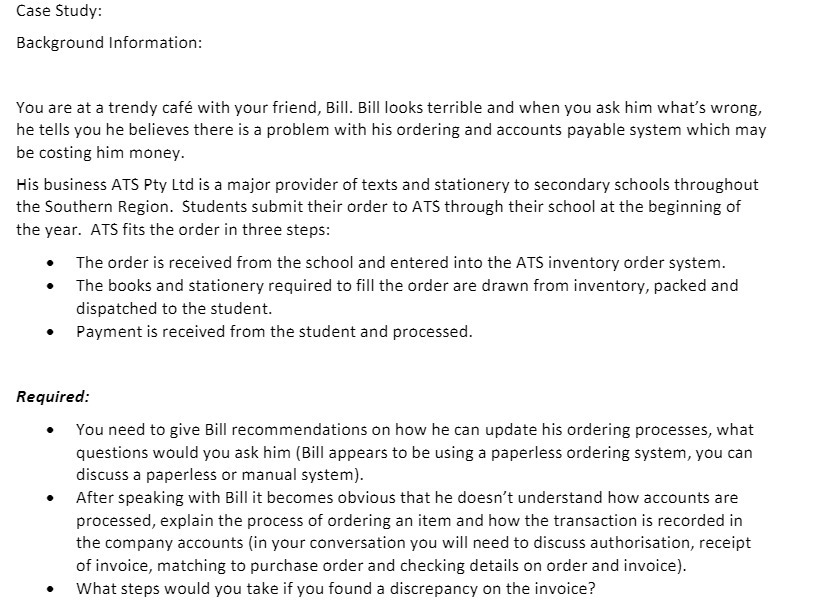 Case Study: Background Information: You are at a trendy cafe with