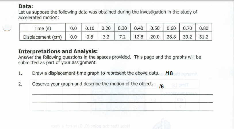 2. Observe your graph and describe the motion of the object. /6