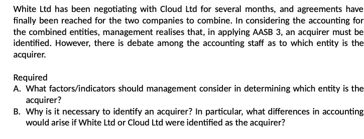  White Ltd has been negotiating with Cloud Ltd for several months,