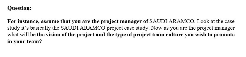 Question: For instance, assume that you are the project manager of