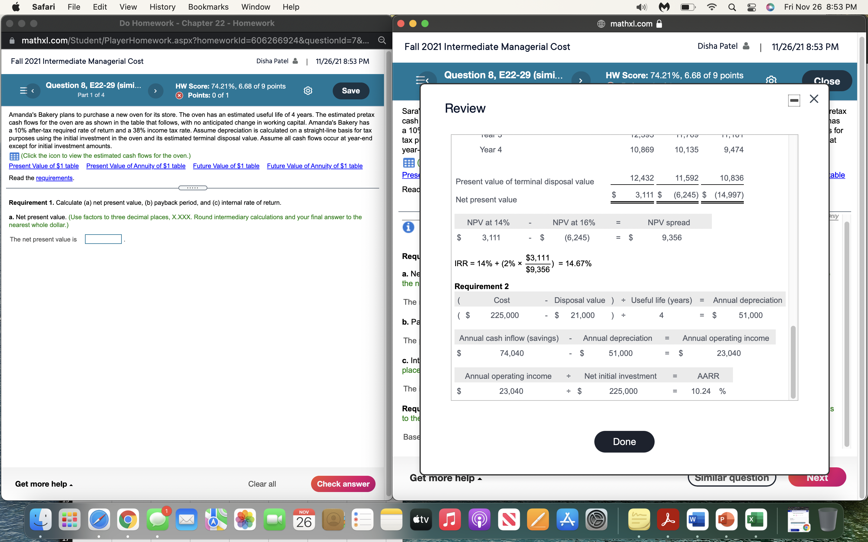 Intermediate Managerial Cost Disha Patel & | 11/26/21 8:48 PM Homework: Chapter