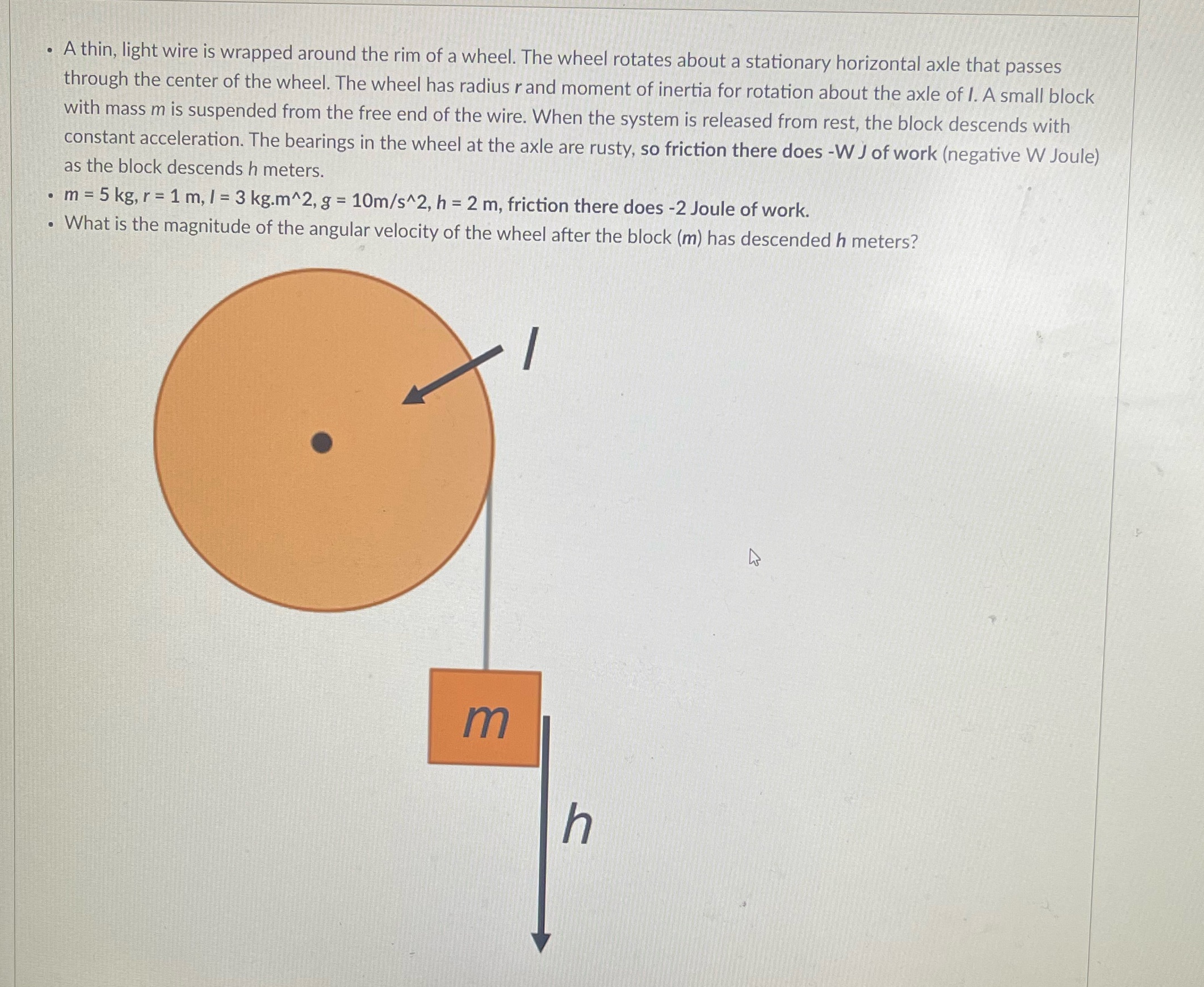 The answer choices are: 9 rad/sec 3rad/sec 7rad/sec1.732 rad/sec1rad/sec5rad/sec . A thin,