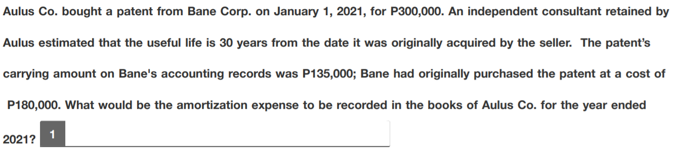 The answer is P20,000. I just need the complete solution. Aulus Co.