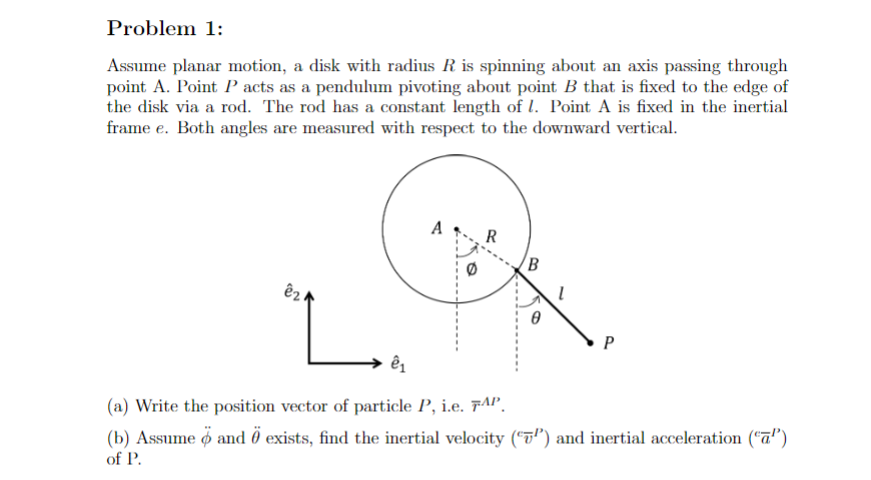 a pendulum pivoting about point B that is fixed to the edge