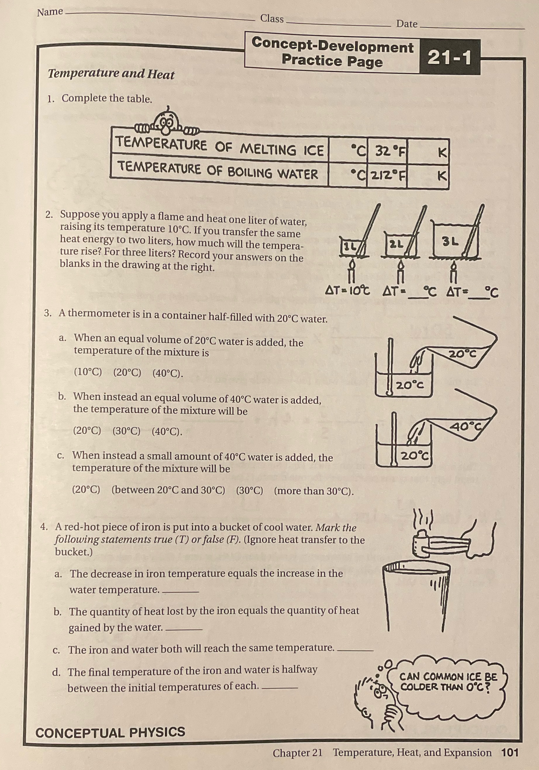 Please do Name x CIasS Concept-Development Practice Page Date Temperature and Heat